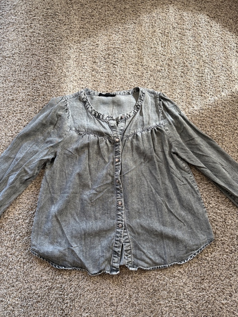 Jane and Delancey Washed Gray Button-Down Blouse